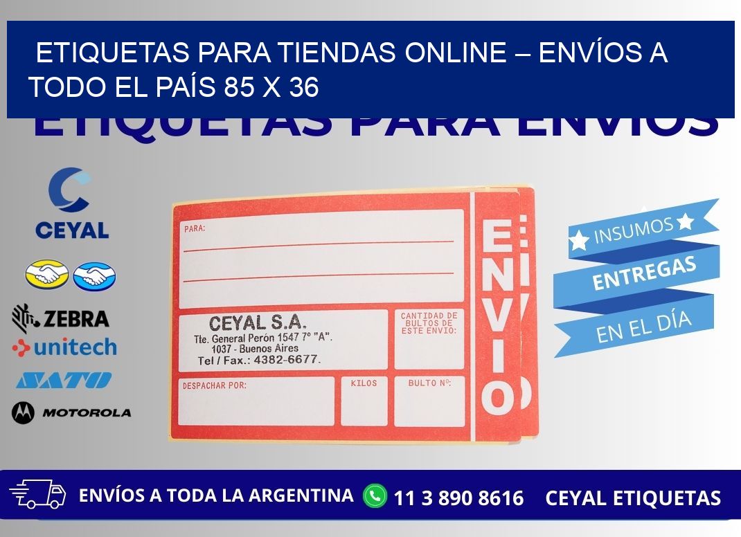 ETIQUETAS PARA TIENDAS ONLINE – ENVÍOS A TODO EL PAÍS 85 x 36