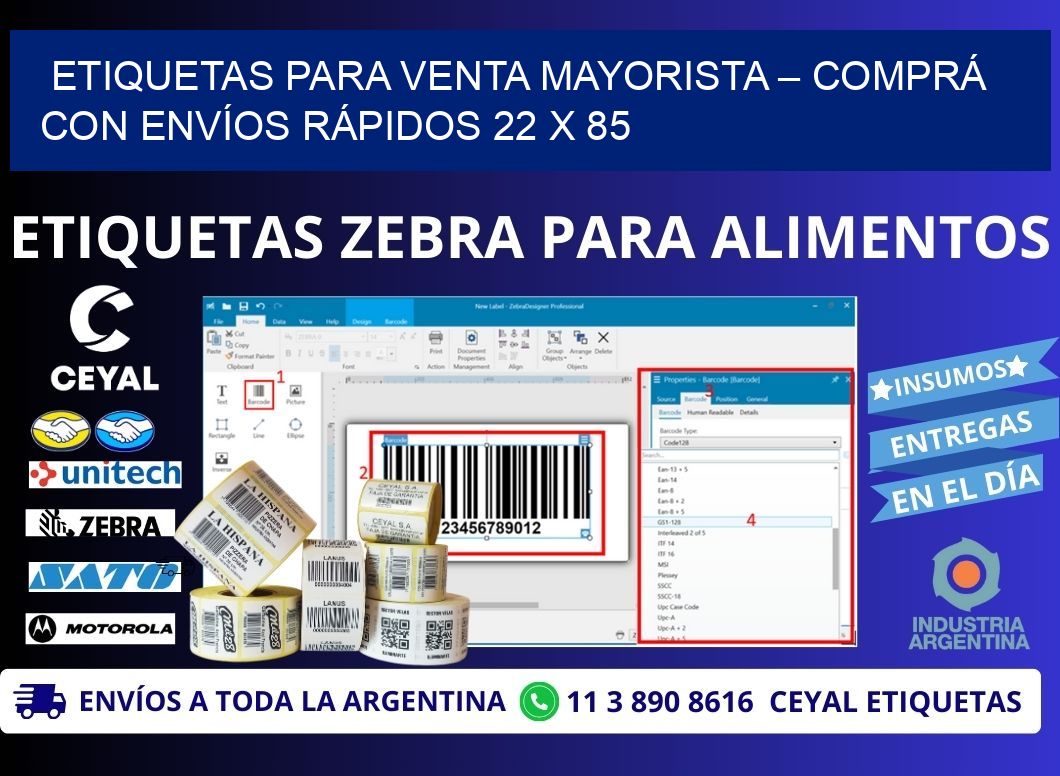 ETIQUETAS PARA VENTA MAYORISTA – COMPRÁ CON ENVÍOS RÁPIDOS 22 x 85