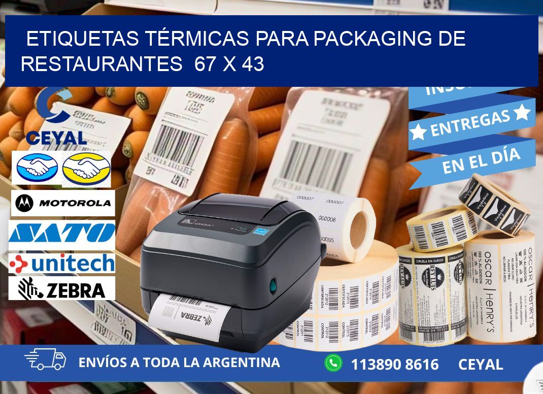 ETIQUETAS TÉRMICAS PARA PACKAGING DE RESTAURANTES  67 x 43