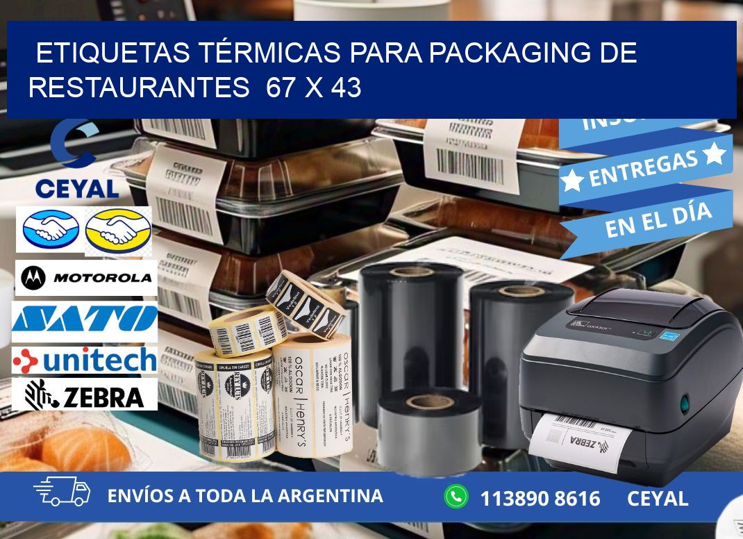 ETIQUETAS TÉRMICAS PARA PACKAGING DE RESTAURANTES  67 x 43