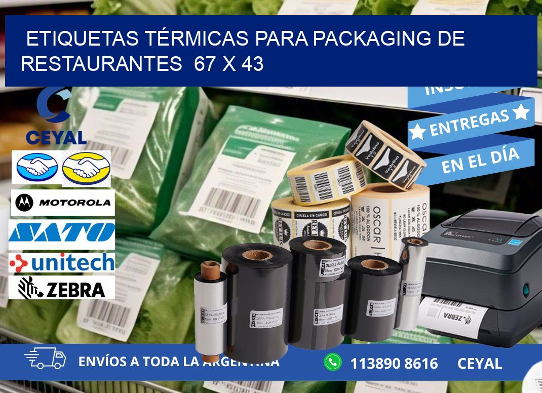 ETIQUETAS TÉRMICAS PARA PACKAGING DE RESTAURANTES  67 x 43