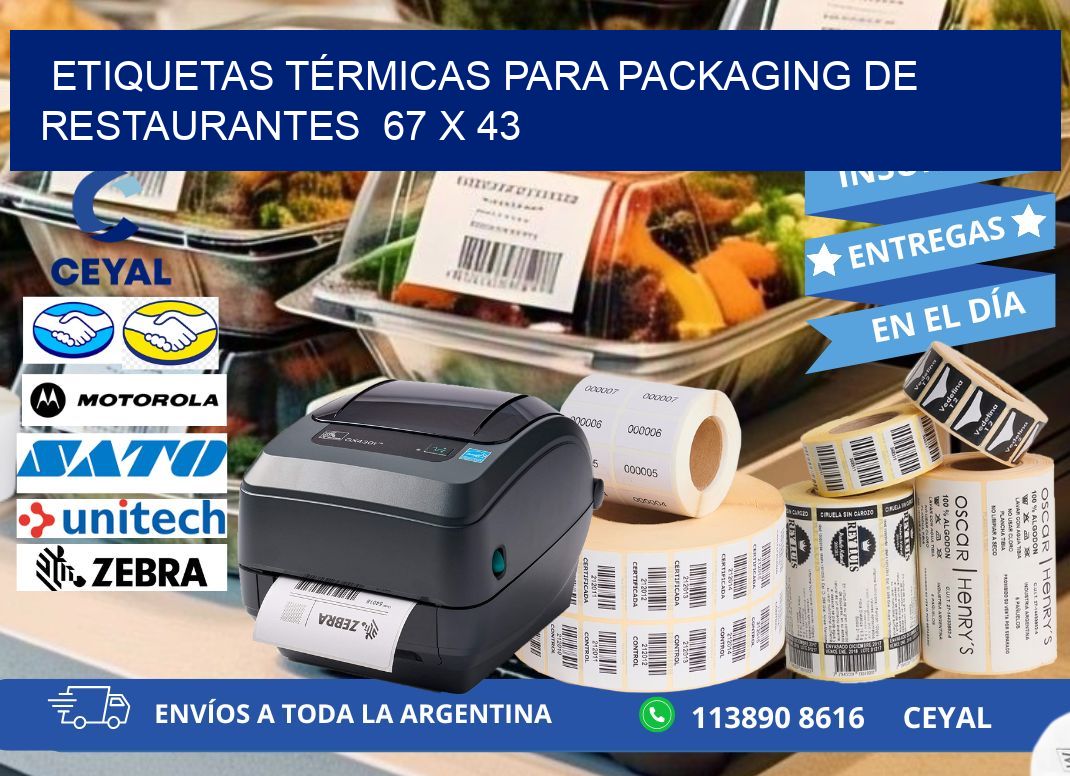 ETIQUETAS TÉRMICAS PARA PACKAGING DE RESTAURANTES  67 x 43