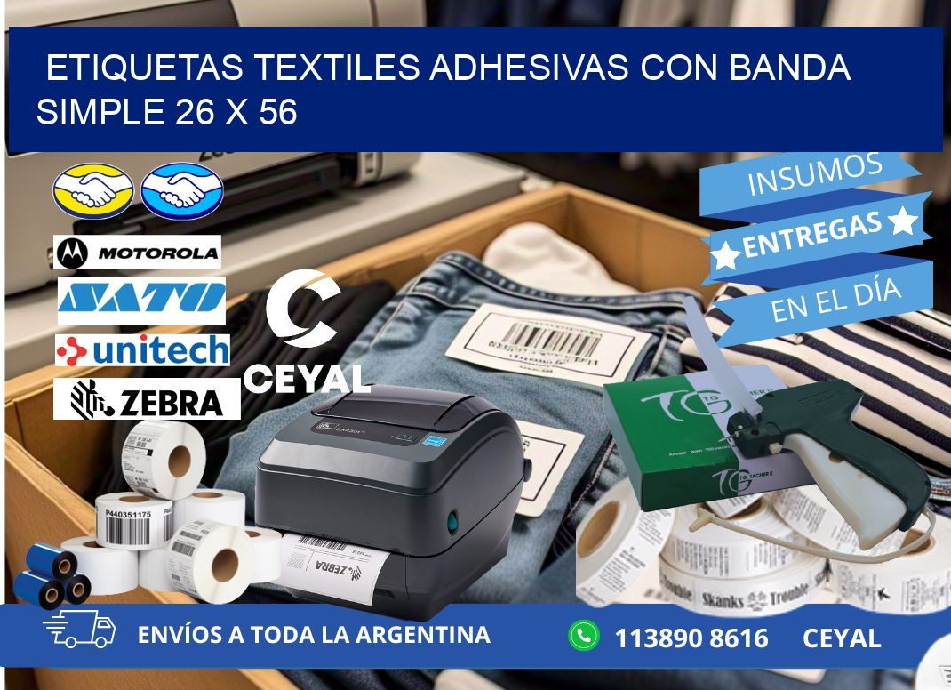 ETIQUETAS TEXTILES ADHESIVAS CON BANDA SIMPLE 26 x 56