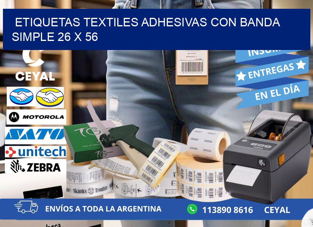 ETIQUETAS TEXTILES ADHESIVAS CON BANDA SIMPLE 26 x 56