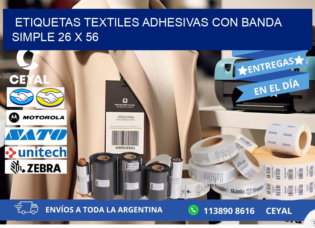 ETIQUETAS TEXTILES ADHESIVAS CON BANDA SIMPLE 26 x 56