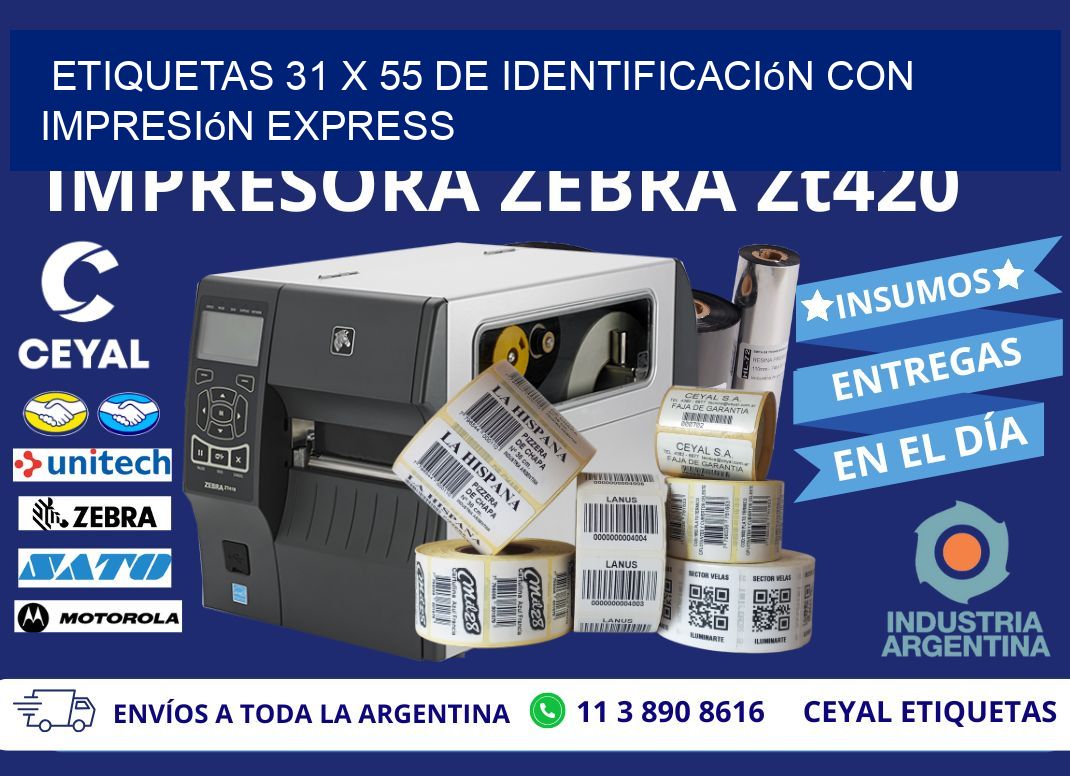 Etiquetas 31 x 55 de Identificación con Impresión Express