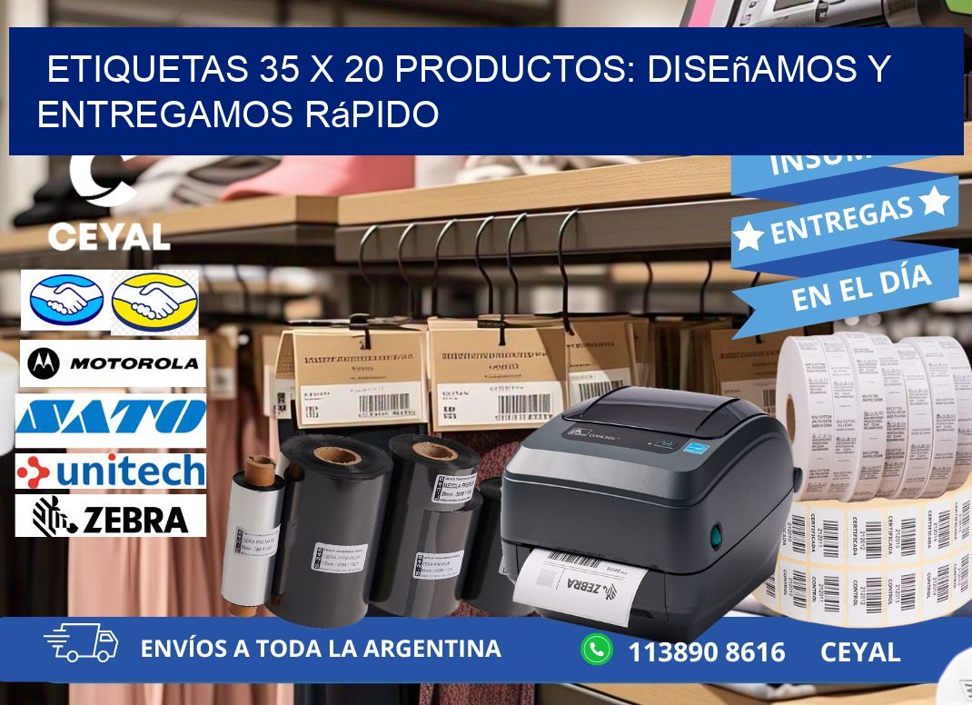 Etiquetas 35 x 20 productos: Diseñamos y Entregamos Rápido