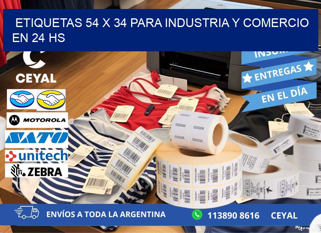 Etiquetas 54 x 34 para Industria y Comercio en 24 hs