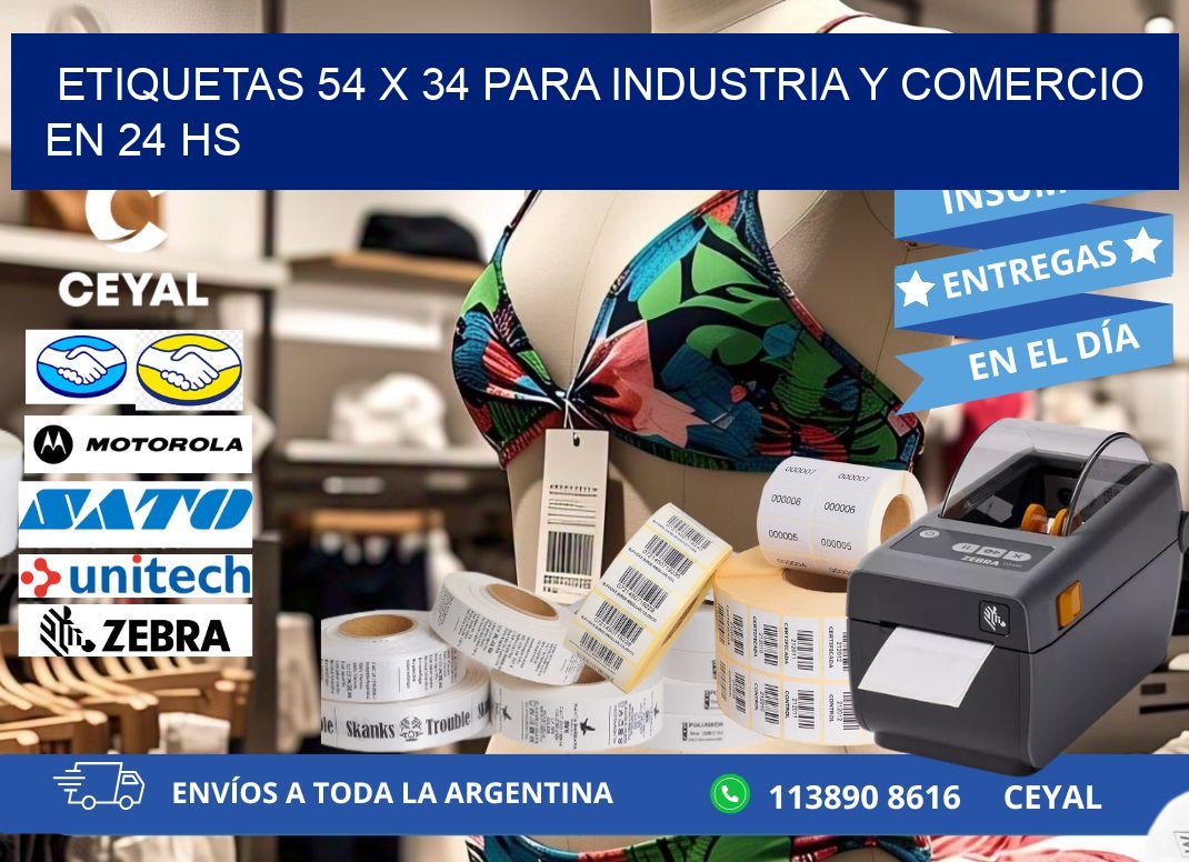 Etiquetas 54 x 34 para Industria y Comercio en 24 hs