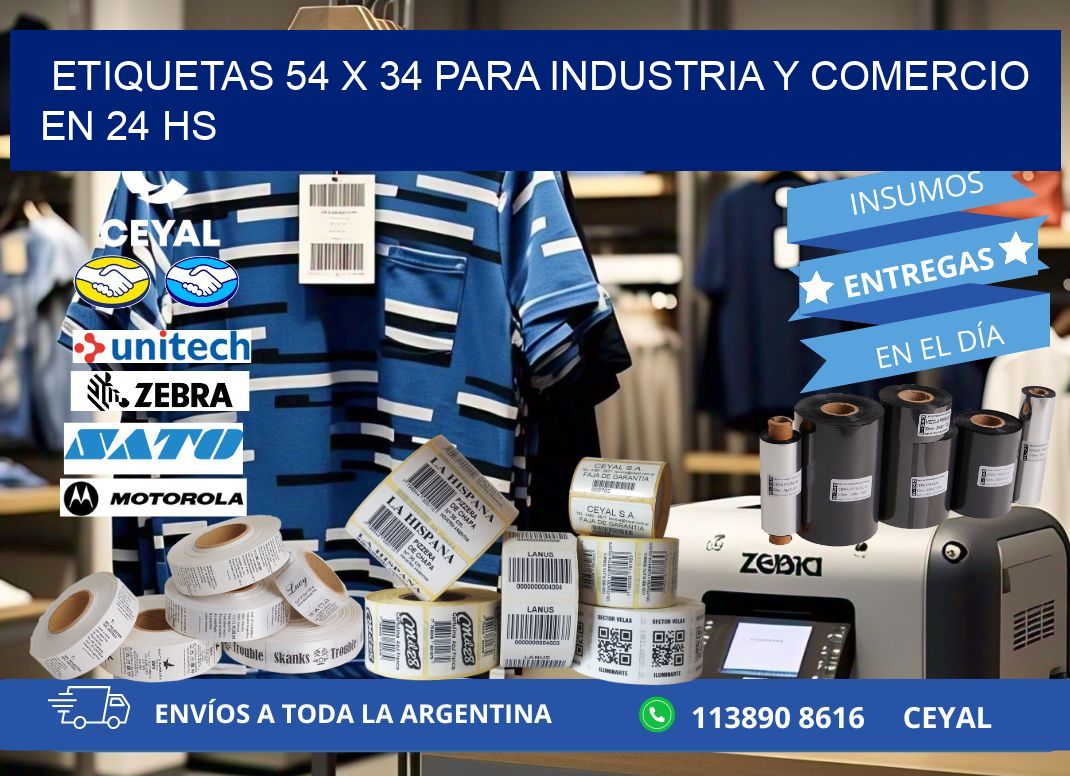 Etiquetas 54 x 34 para Industria y Comercio en 24 hs