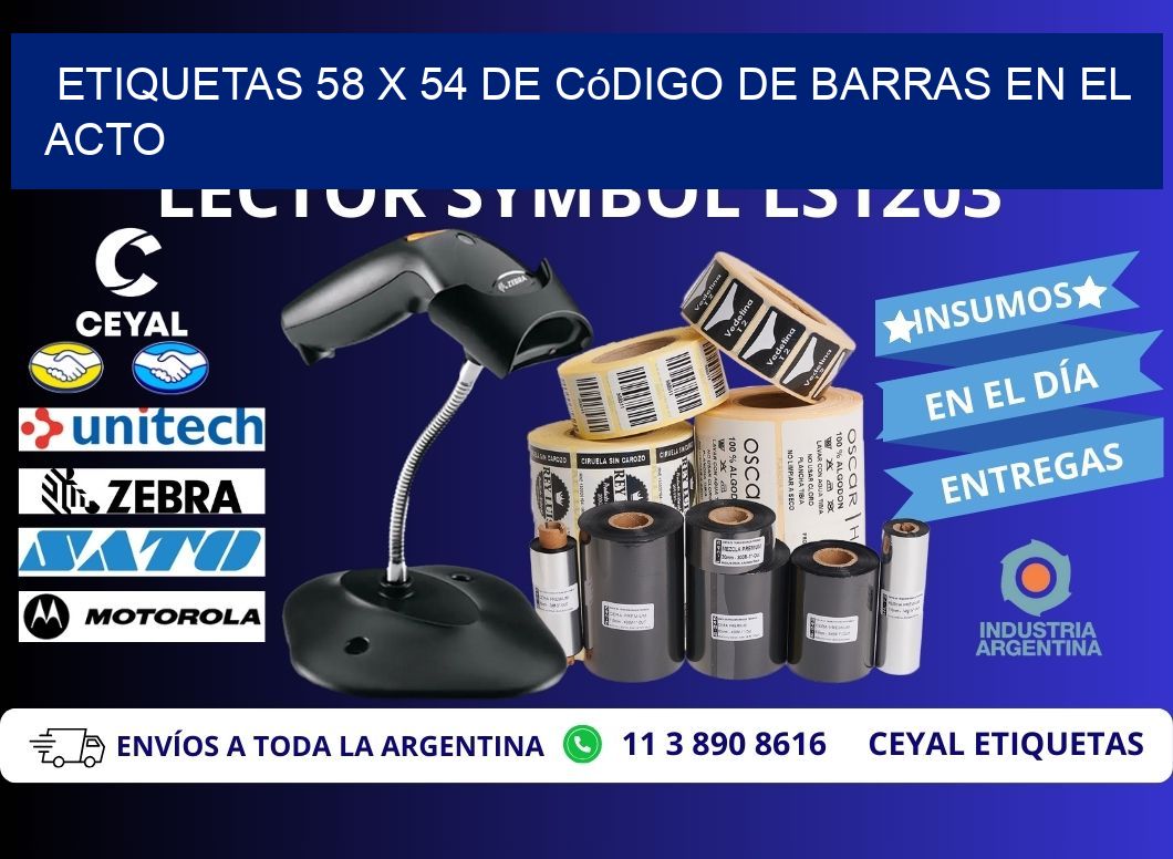 Etiquetas 58 x 54 de Código de Barras en el Acto