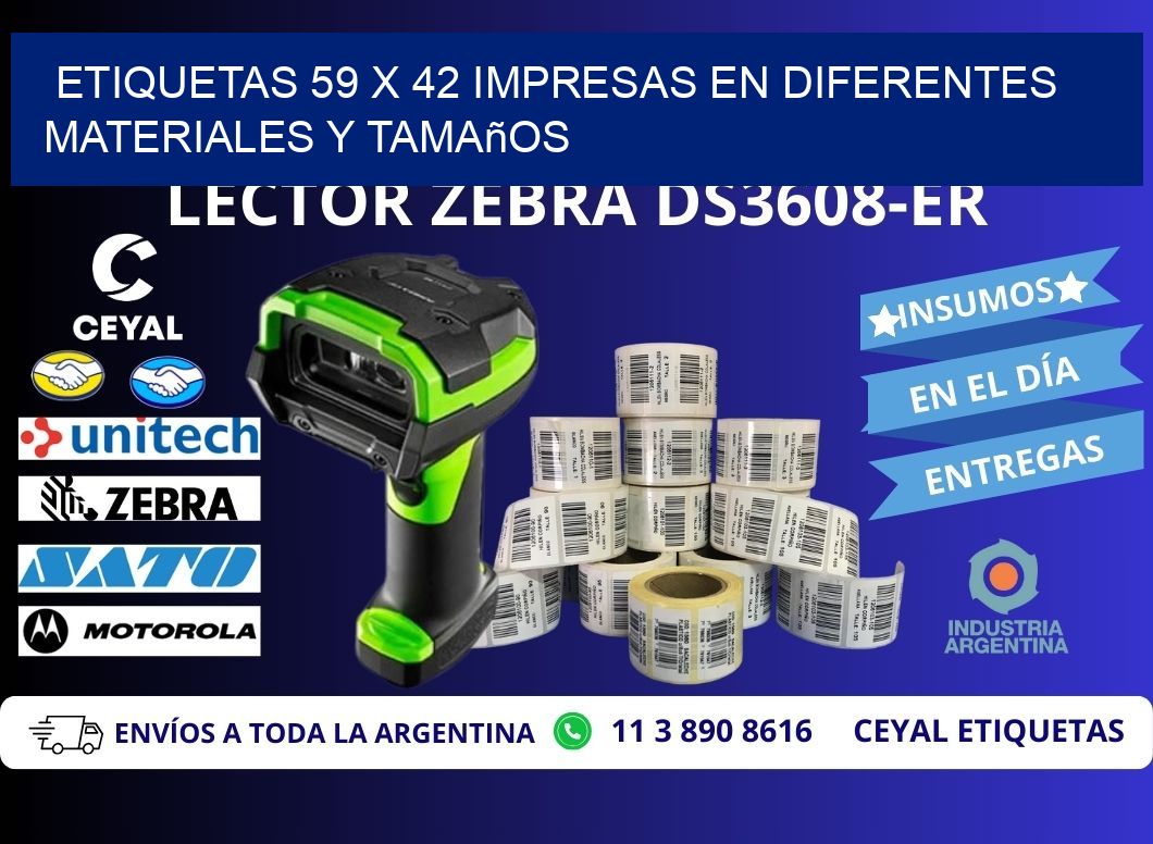 Etiquetas 59 x 42 Impresas en Diferentes Materiales y Tamaños