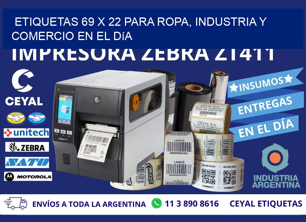 Etiquetas 69 x 22 para Ropa, Industria y Comercio en el Día