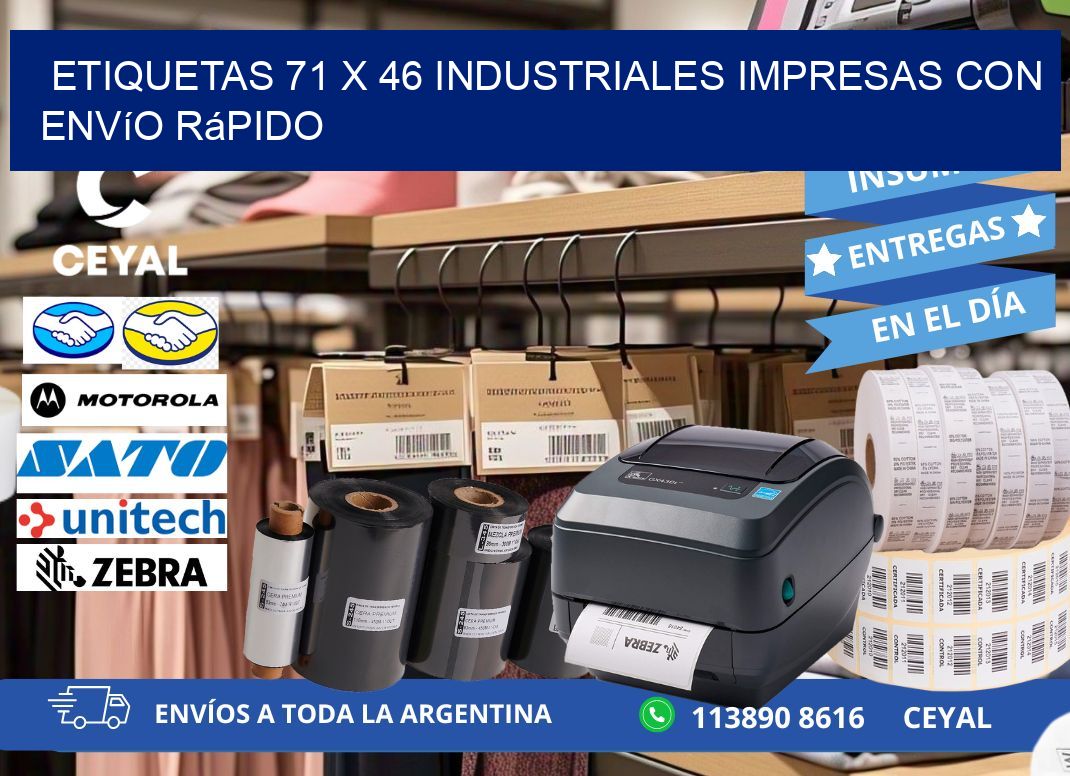 Etiquetas 71 x 46 Industriales Impresas con Envío Rápido