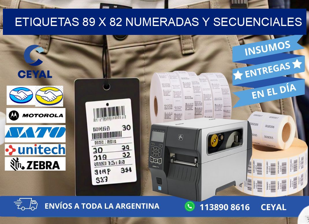 Etiquetas 89 x 82 Numeradas y Secuenciales