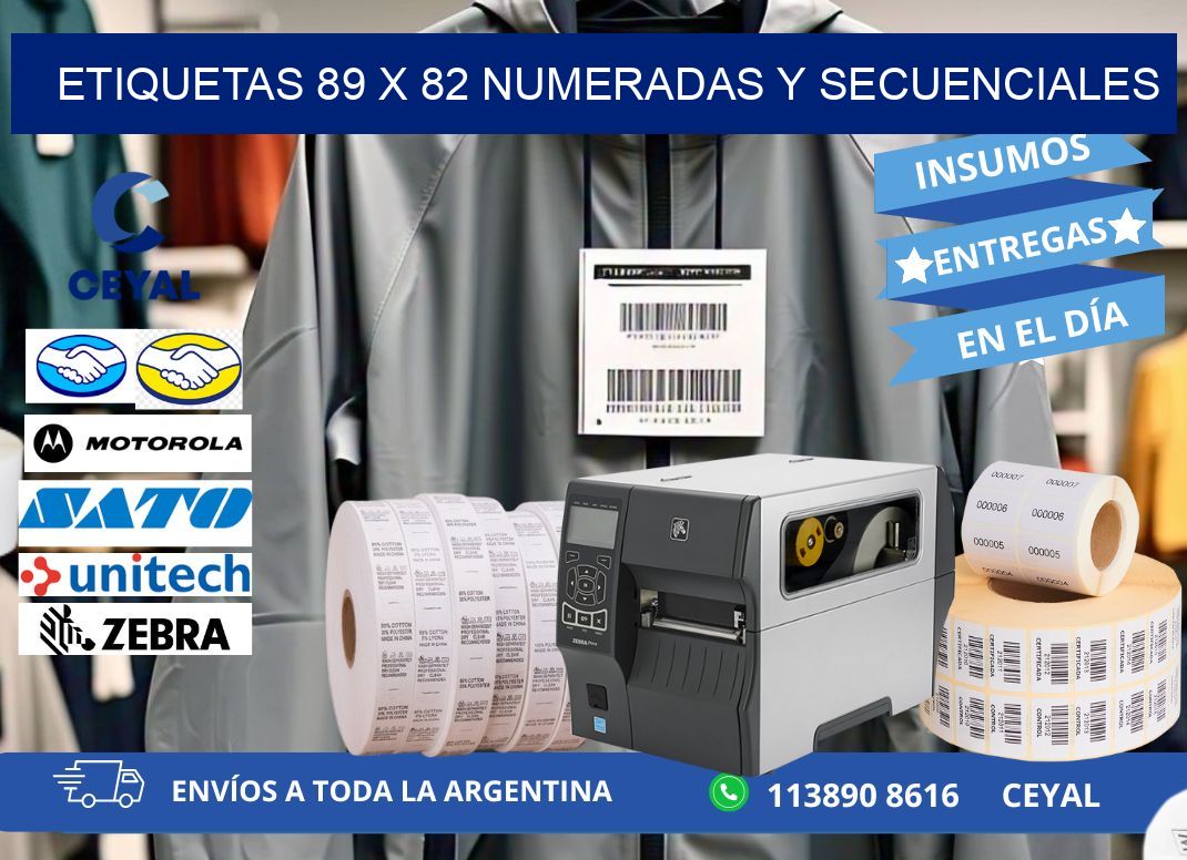 Etiquetas 89 x 82 Numeradas y Secuenciales