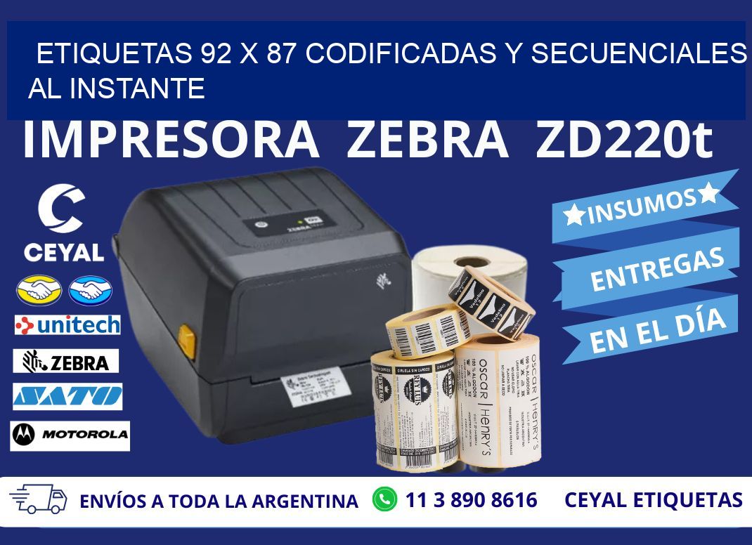 Etiquetas 92 x 87 Codificadas y Secuenciales al Instante