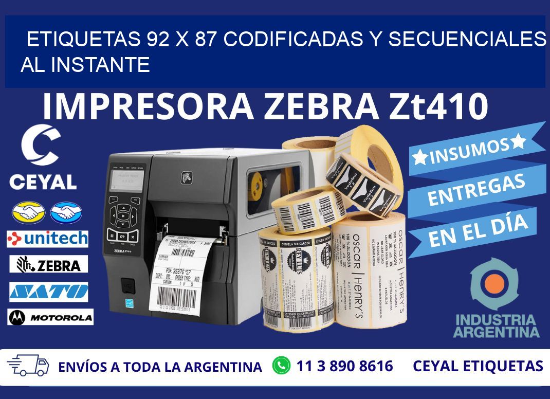 Etiquetas 92 x 87 Codificadas y Secuenciales al Instante