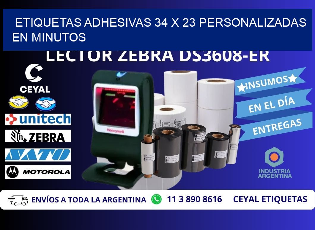 Etiquetas Adhesivas 34 x 23 Personalizadas en Minutos