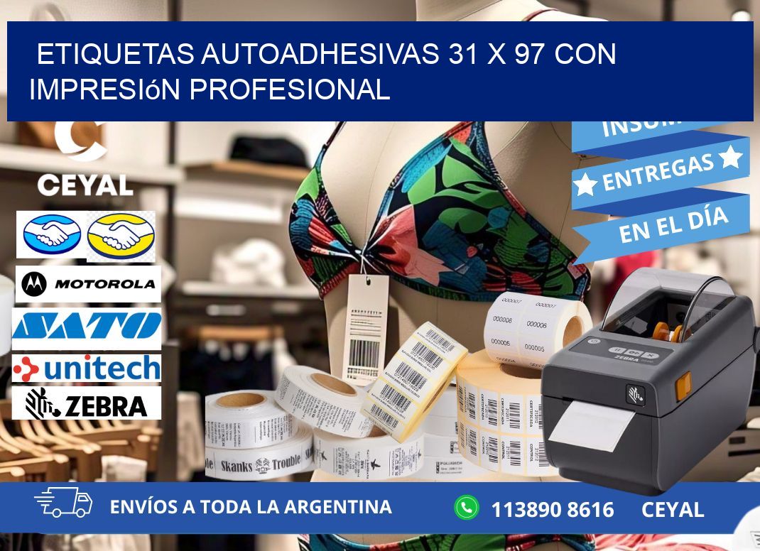 Etiquetas Autoadhesivas 31 x 97 con Impresión Profesional