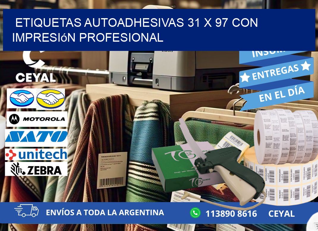 Etiquetas Autoadhesivas 31 x 97 con Impresión Profesional