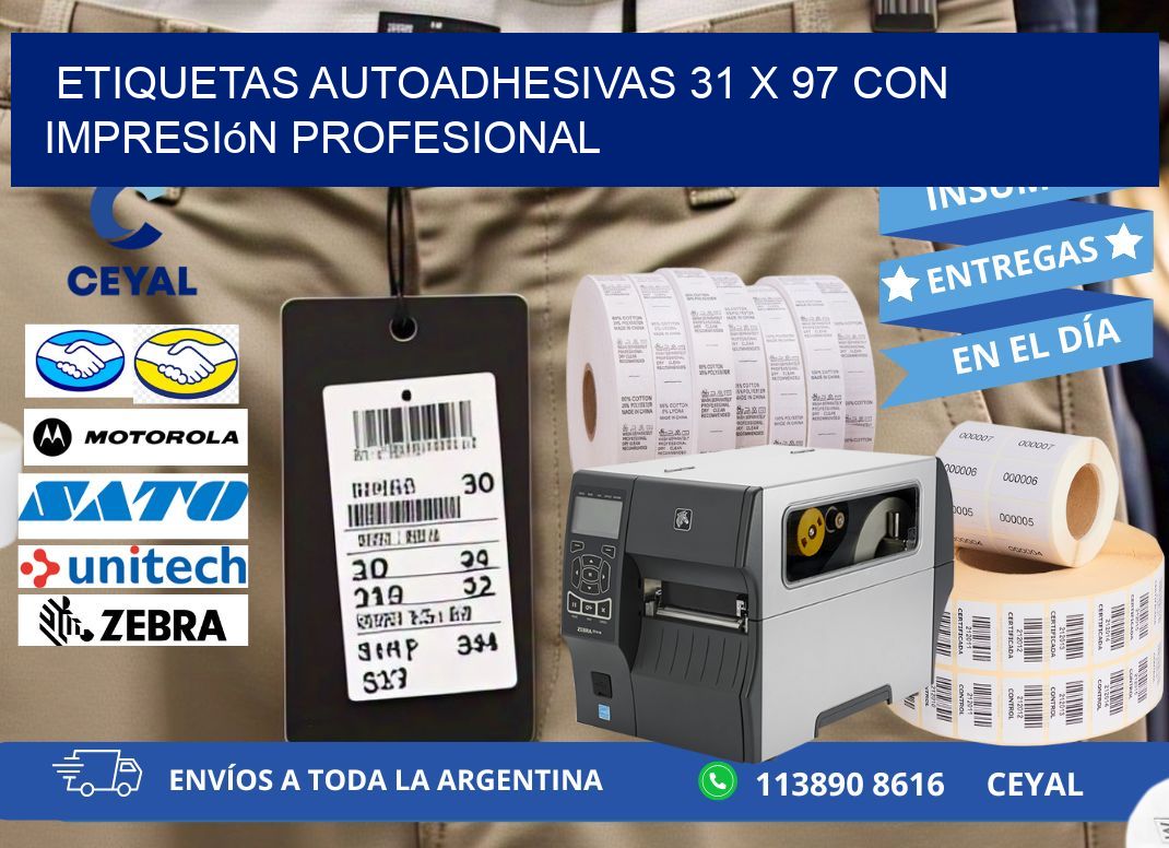 Etiquetas Autoadhesivas 31 x 97 con Impresión Profesional