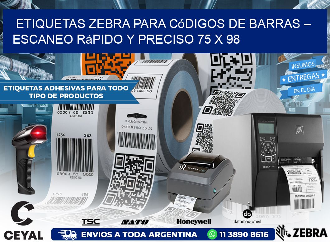 Etiquetas Zebra para Códigos de Barras – Escaneo Rápido y Preciso 75 x 98