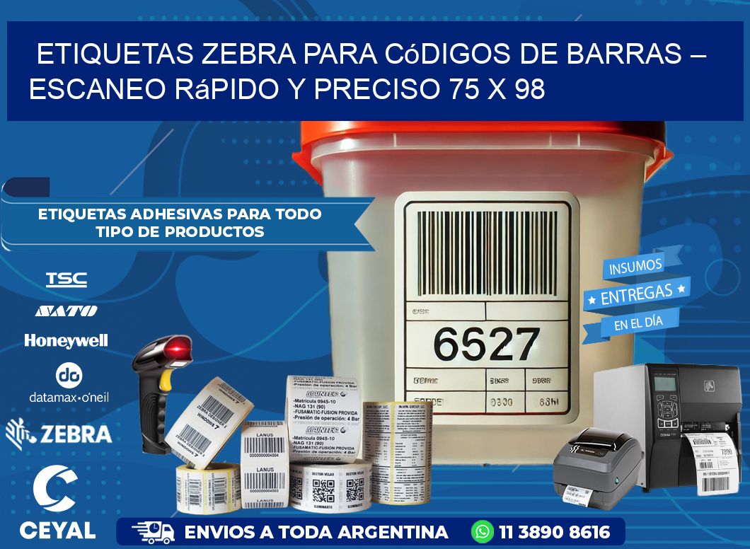 Etiquetas Zebra para Códigos de Barras – Escaneo Rápido y Preciso 75 x 98