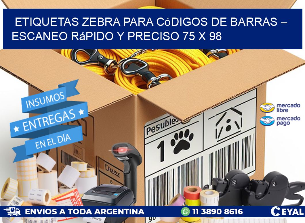 Etiquetas Zebra para Códigos de Barras – Escaneo Rápido y Preciso 75 x 98