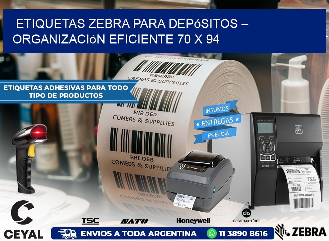 Etiquetas Zebra para Depósitos – Organización Eficiente 70 x 94