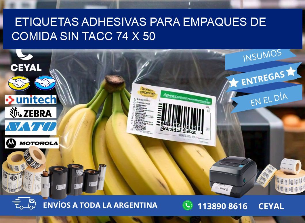 Etiquetas adhesivas para empaques de comida sin TACC 74 x 50