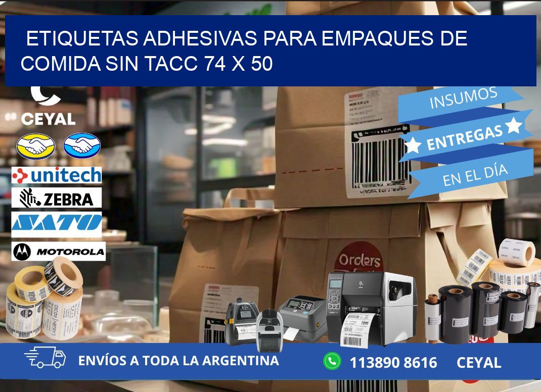 Etiquetas adhesivas para empaques de comida sin TACC 74 x 50