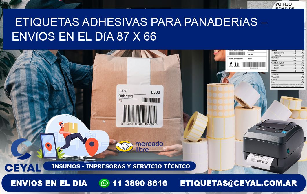Etiquetas adhesivas para panaderías – Envíos en el día 87 x 66