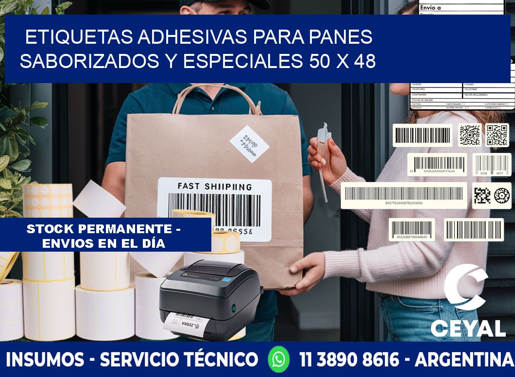 Etiquetas adhesivas para panes saborizados y especiales 50 x 48