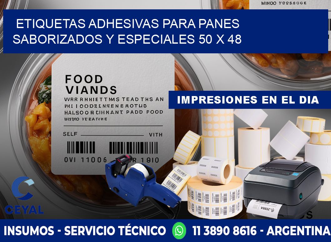Etiquetas adhesivas para panes saborizados y especiales 50 x 48