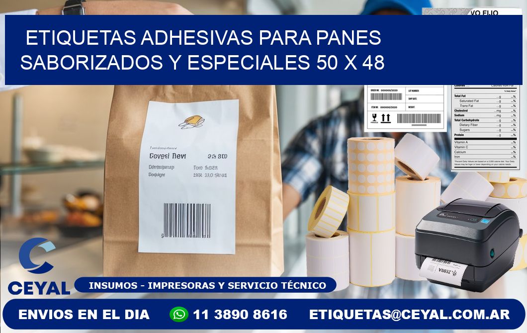 Etiquetas adhesivas para panes saborizados y especiales 50 x 48