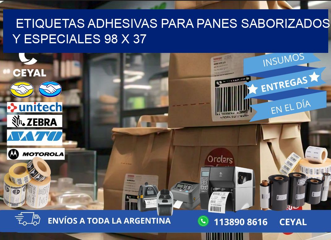 Etiquetas adhesivas para panes saborizados y especiales 98 x 37