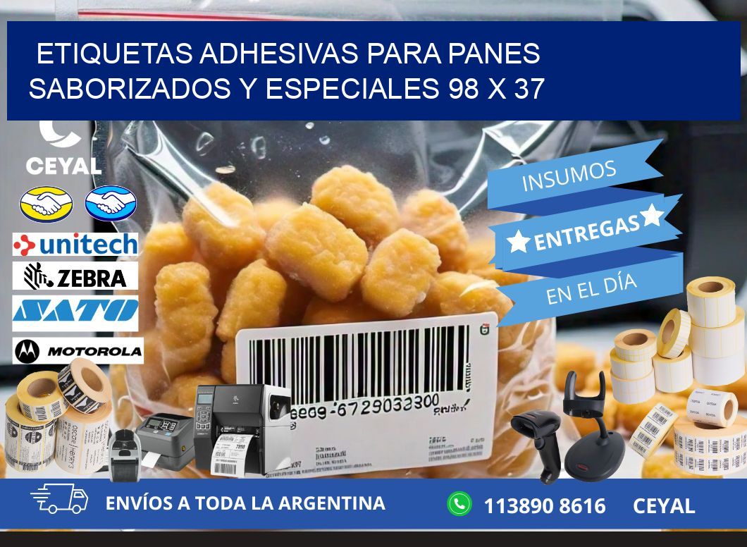 Etiquetas adhesivas para panes saborizados y especiales 98 x 37
