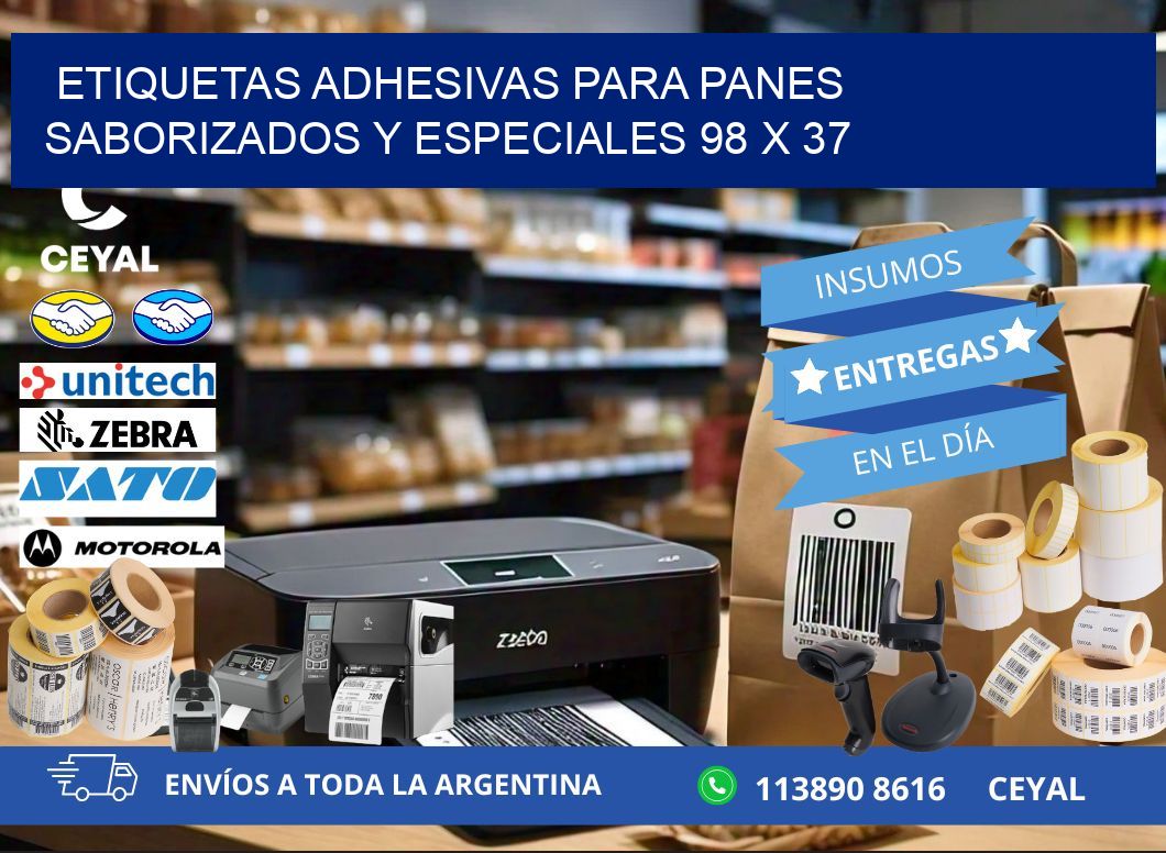 Etiquetas adhesivas para panes saborizados y especiales 98 x 37
