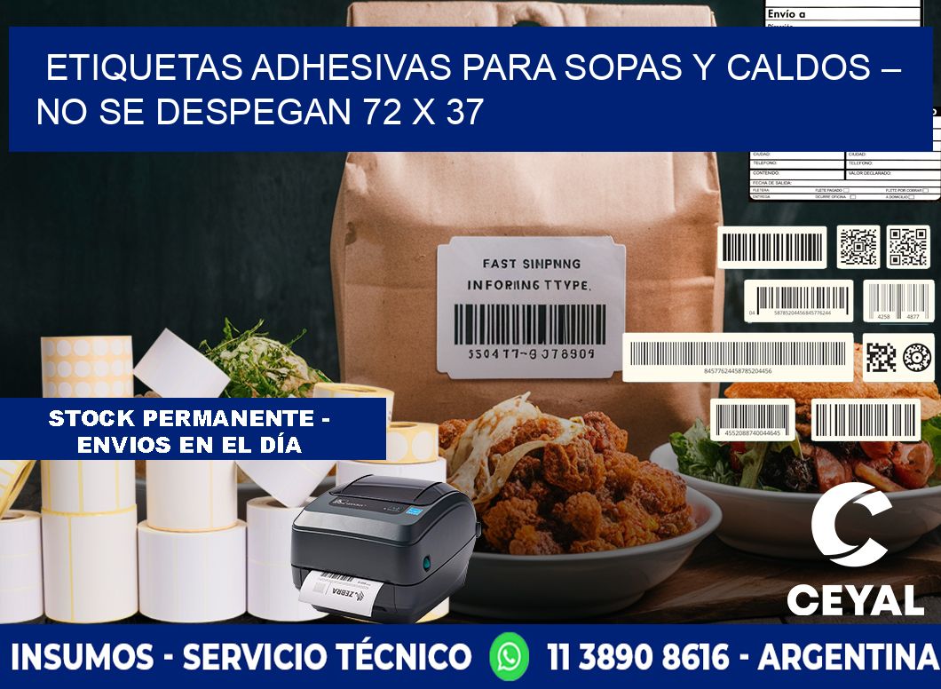 Etiquetas adhesivas para sopas y caldos – No se despegan 72 x 37