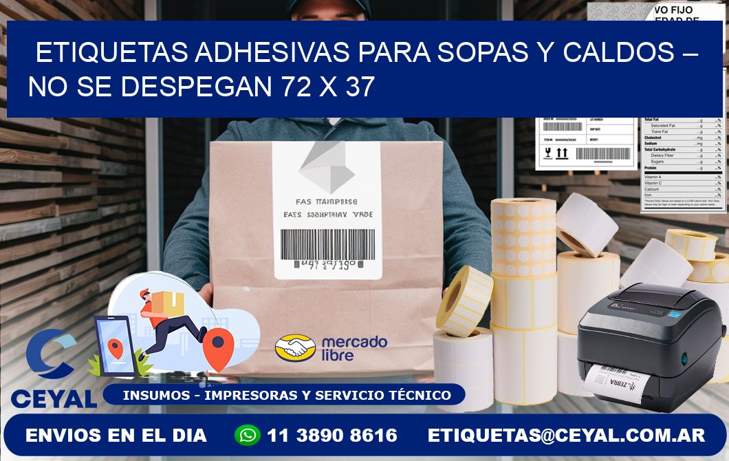 Etiquetas adhesivas para sopas y caldos – No se despegan 72 x 37