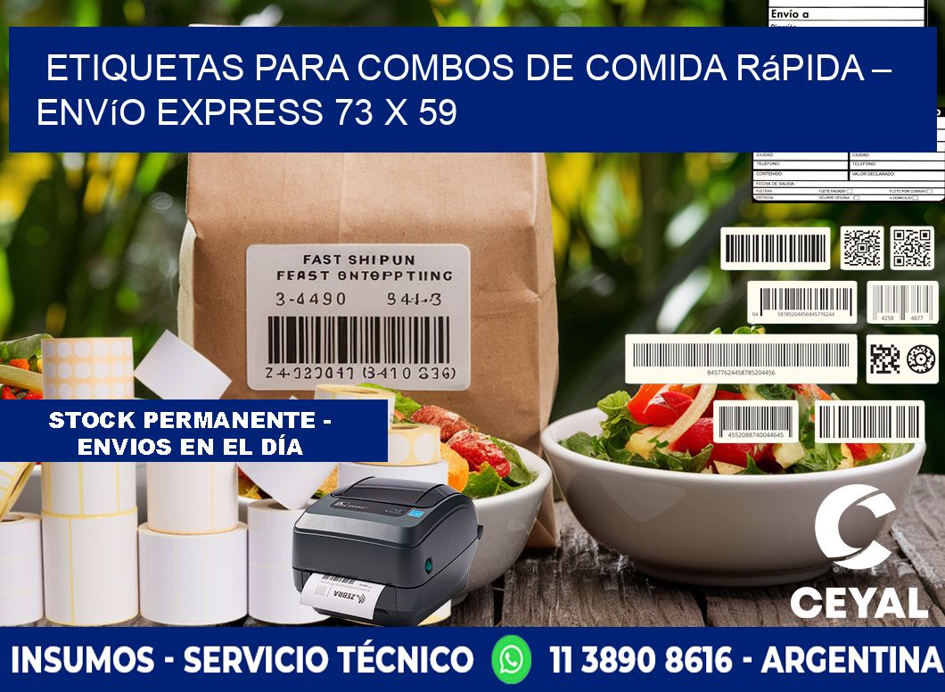Etiquetas para combos de comida rápida – Envío express 73 x 59