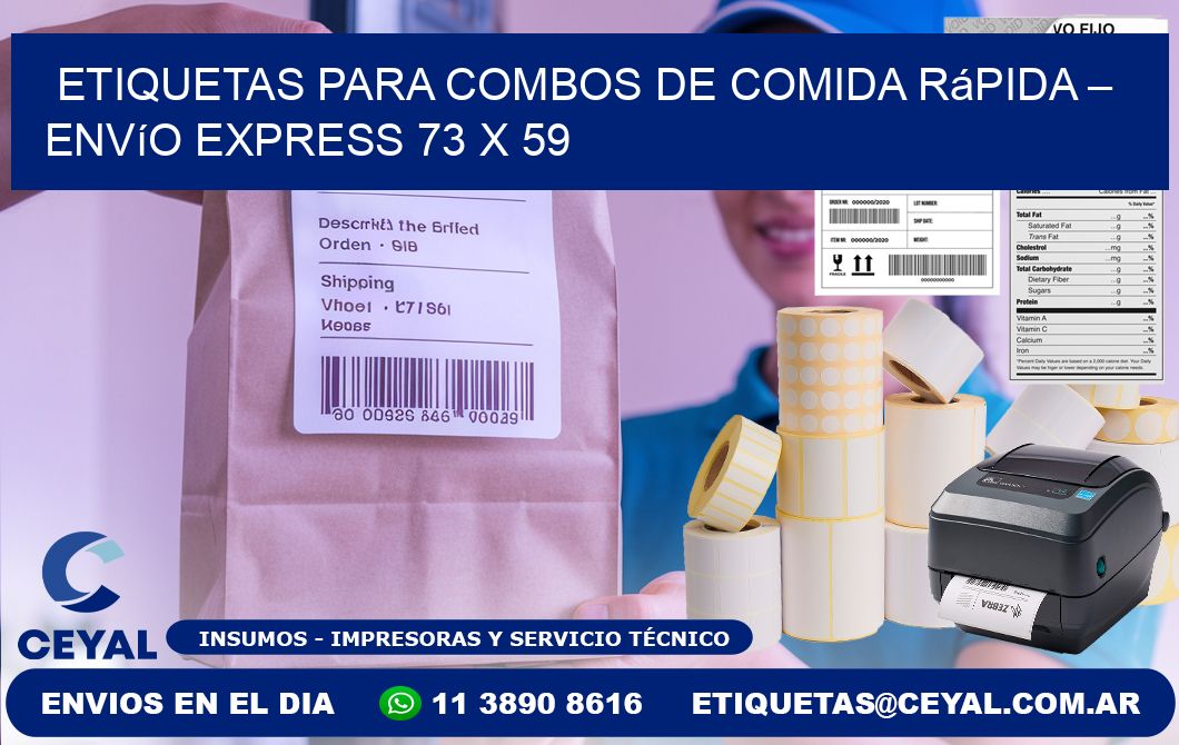 Etiquetas para combos de comida rápida – Envío express 73 x 59