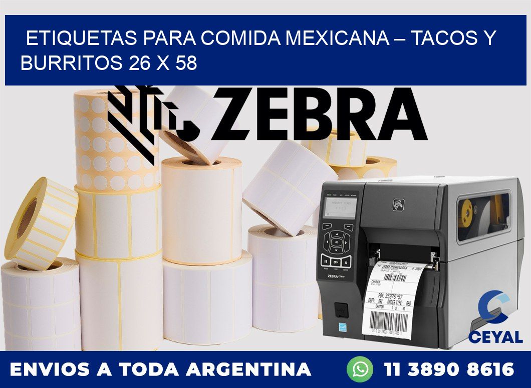 Etiquetas para comida mexicana – Tacos y burritos 26 x 58