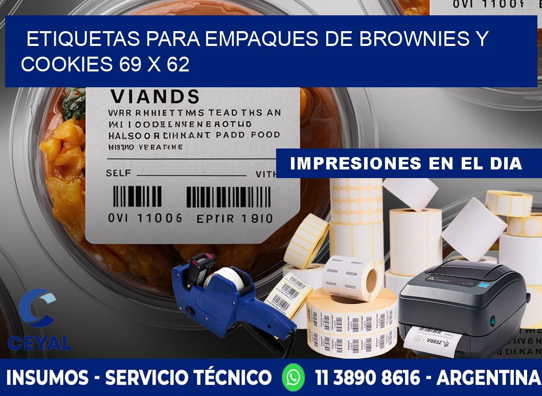 Etiquetas para empaques de brownies y cookies 69 x 62