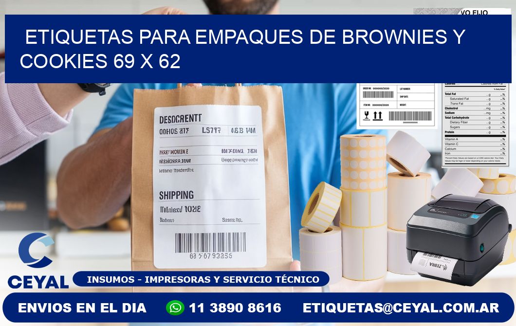 Etiquetas para empaques de brownies y cookies 69 x 62