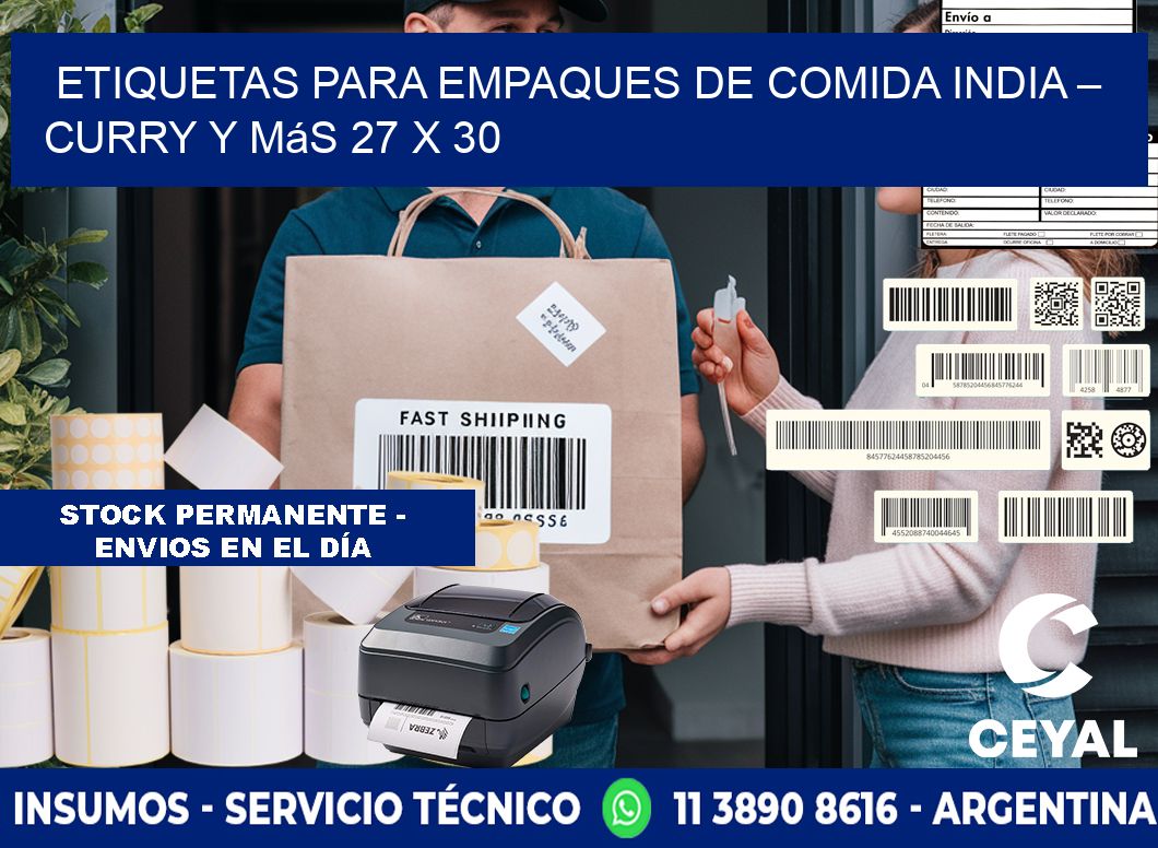 Etiquetas para empaques de comida india – Curry y más 27 x 30