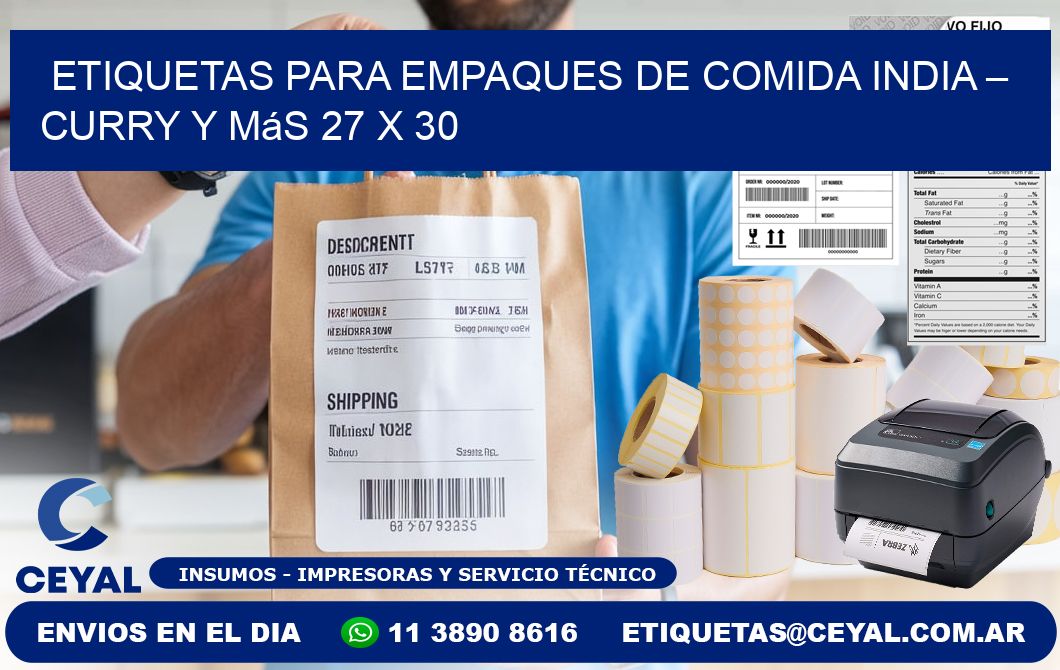 Etiquetas para empaques de comida india – Curry y más 27 x 30