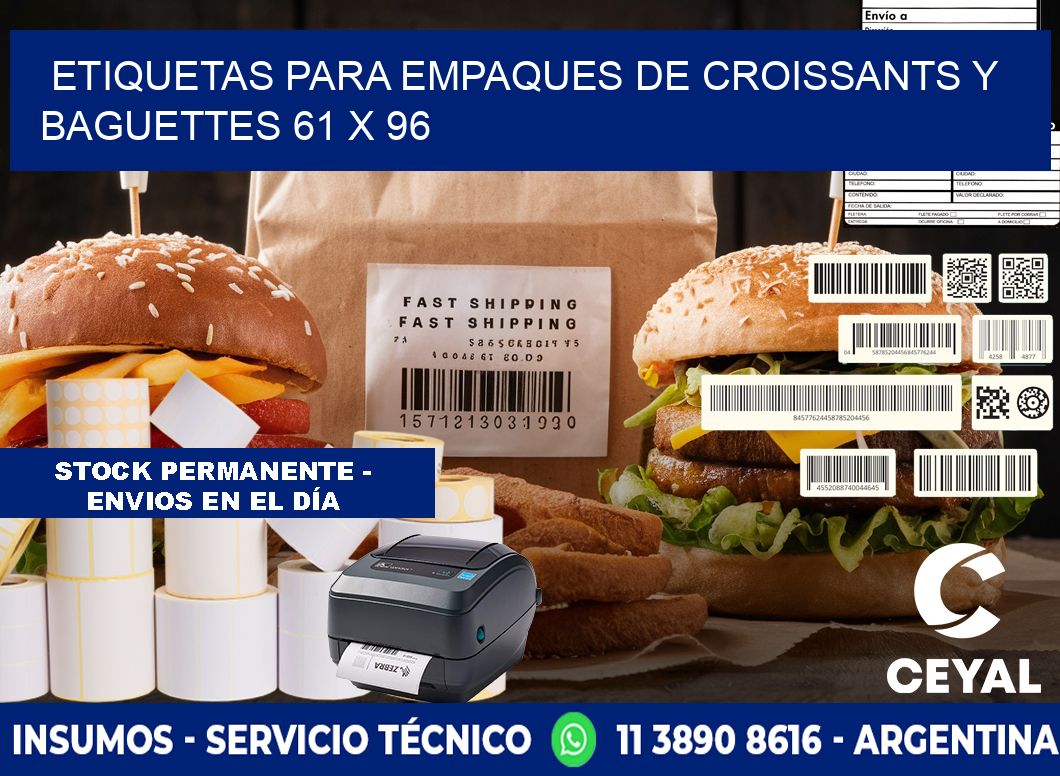 Etiquetas para empaques de croissants y baguettes 61 x 96