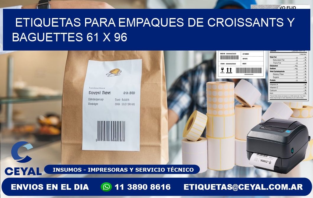 Etiquetas para empaques de croissants y baguettes 61 x 96